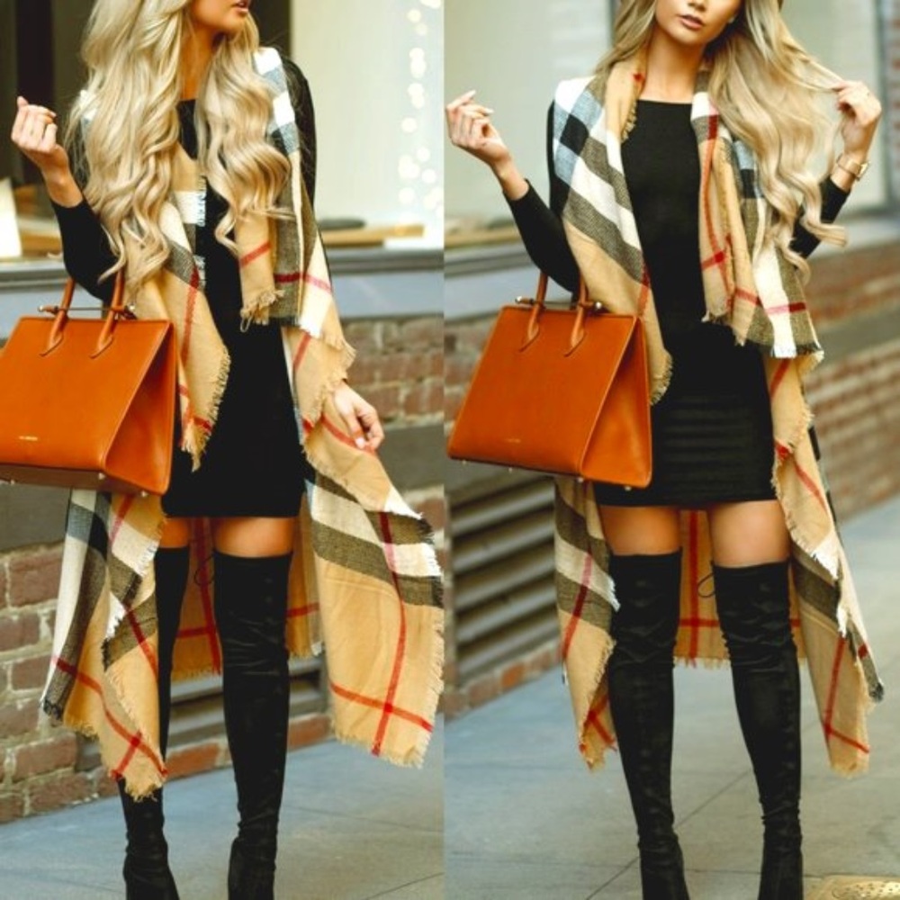 khaki colored plaid vest -  One size